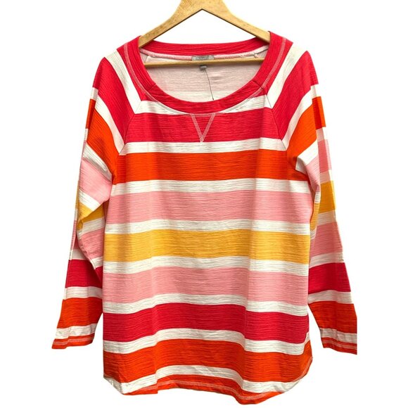 Talbots Multicolor Striped Long Sleeve Crewneck Top  Casual Preppy Shirt UPF 50+ - Picture 1 of 7